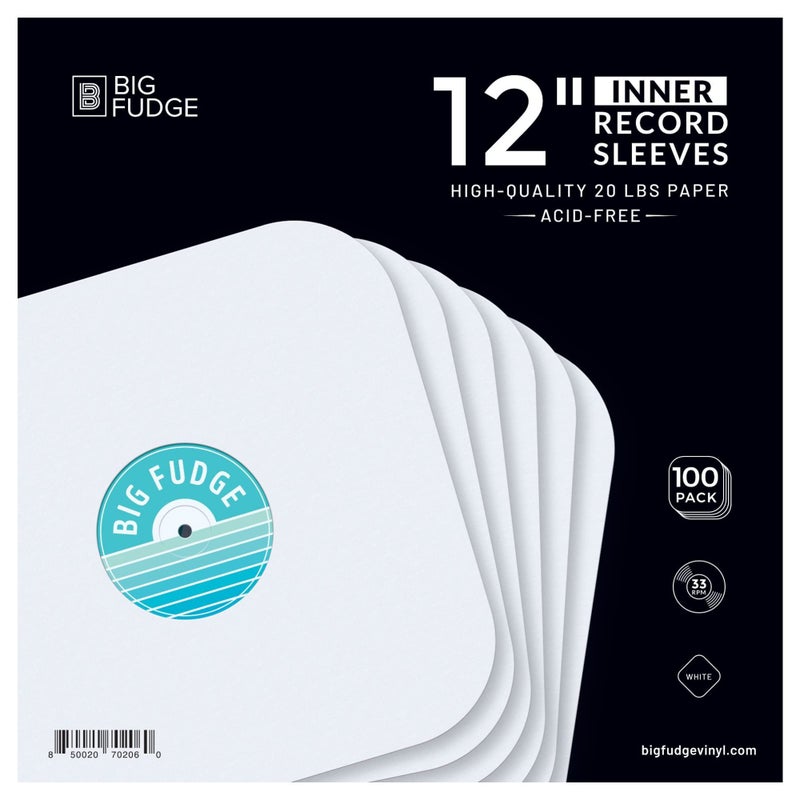 Big Fudge 12" Vinyl Record Sleeves- Inner Sleeves 100 Pack - Heavyweight Acid Free Paper Vinyl Covers - Accessories Protect LP Albums from Dust, Dirt & Scratches - Image 1